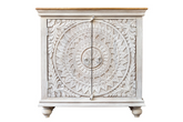 Antique Indian Floral Hand Carved Solid Wooden Vanity 90x45x90cm A0124  -